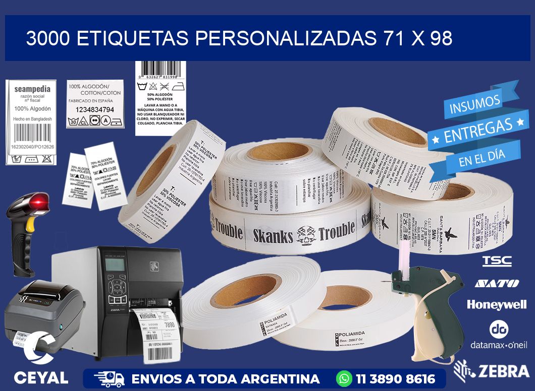 3000 ETIQUETAS PERSONALIZADAS 71 x 98