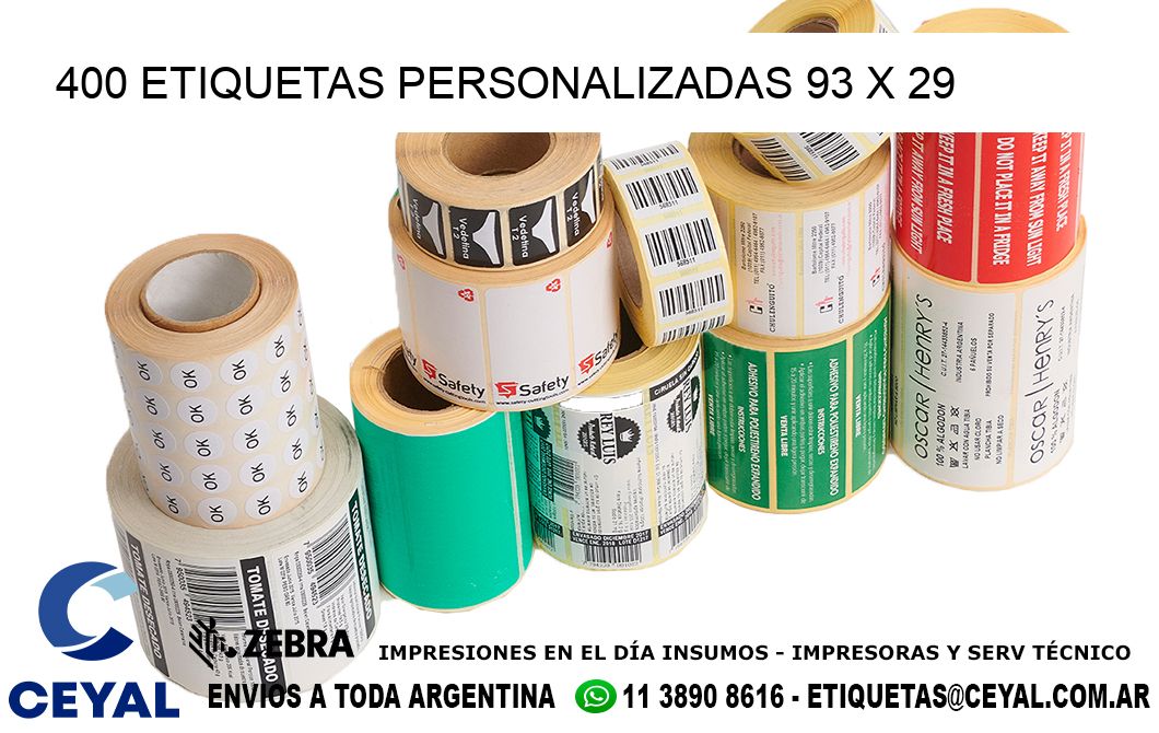 400 ETIQUETAS PERSONALIZADAS 93 x 29