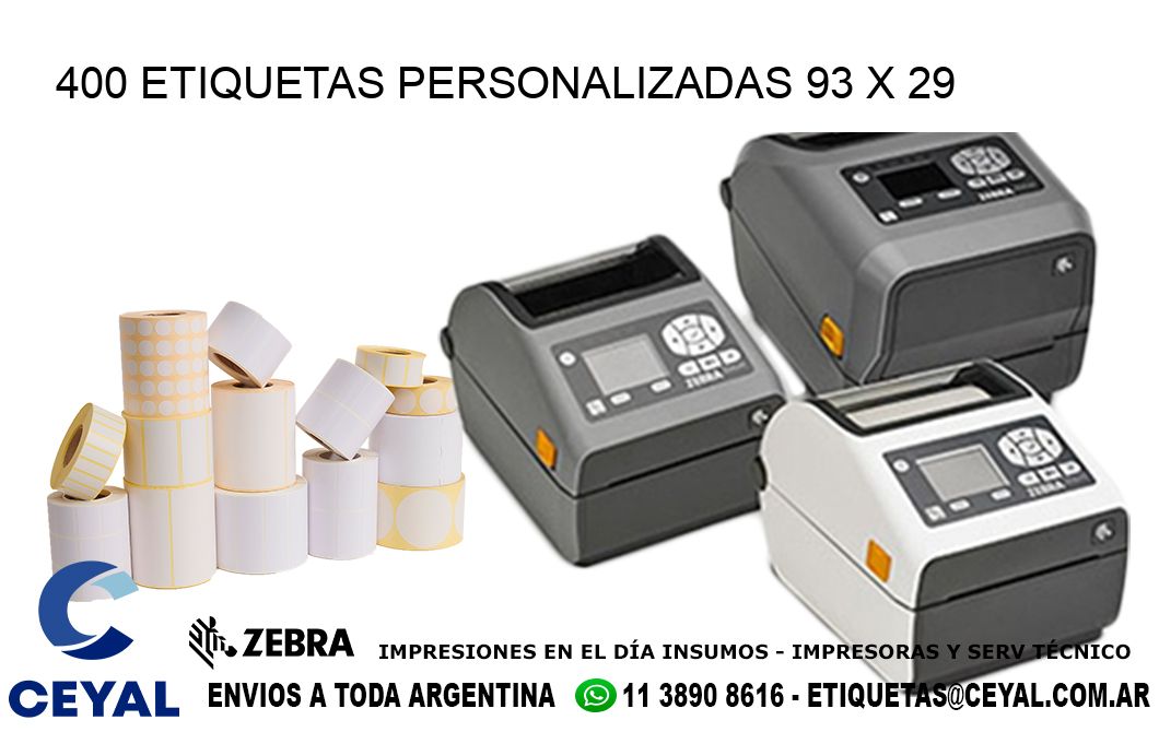 400 ETIQUETAS PERSONALIZADAS 93 x 29