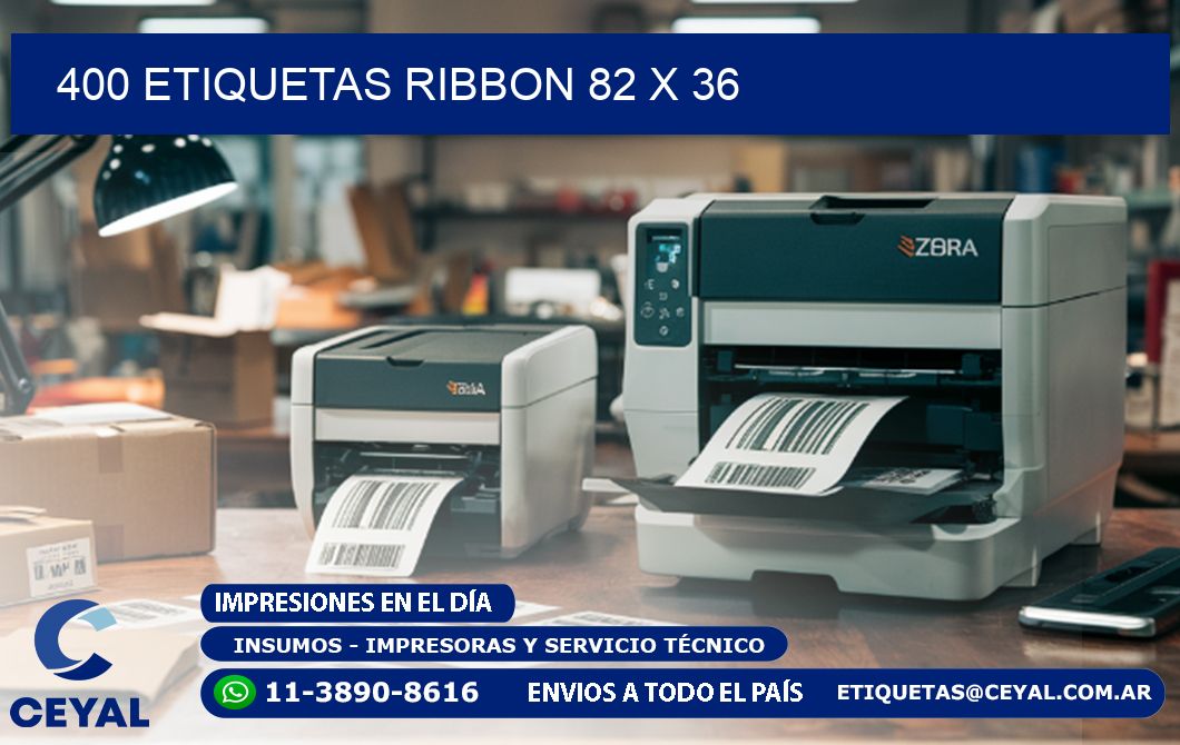 400 ETIQUETAS RIBBON 82 x 36