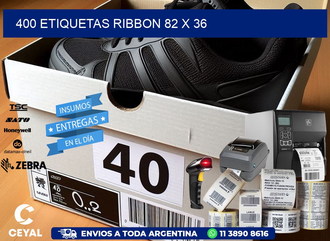 400 ETIQUETAS RIBBON 82 x 36