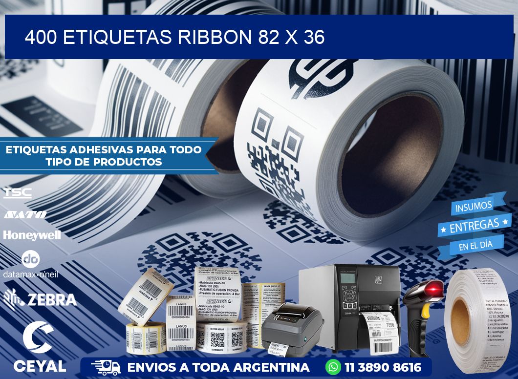 400 ETIQUETAS RIBBON 82 x 36