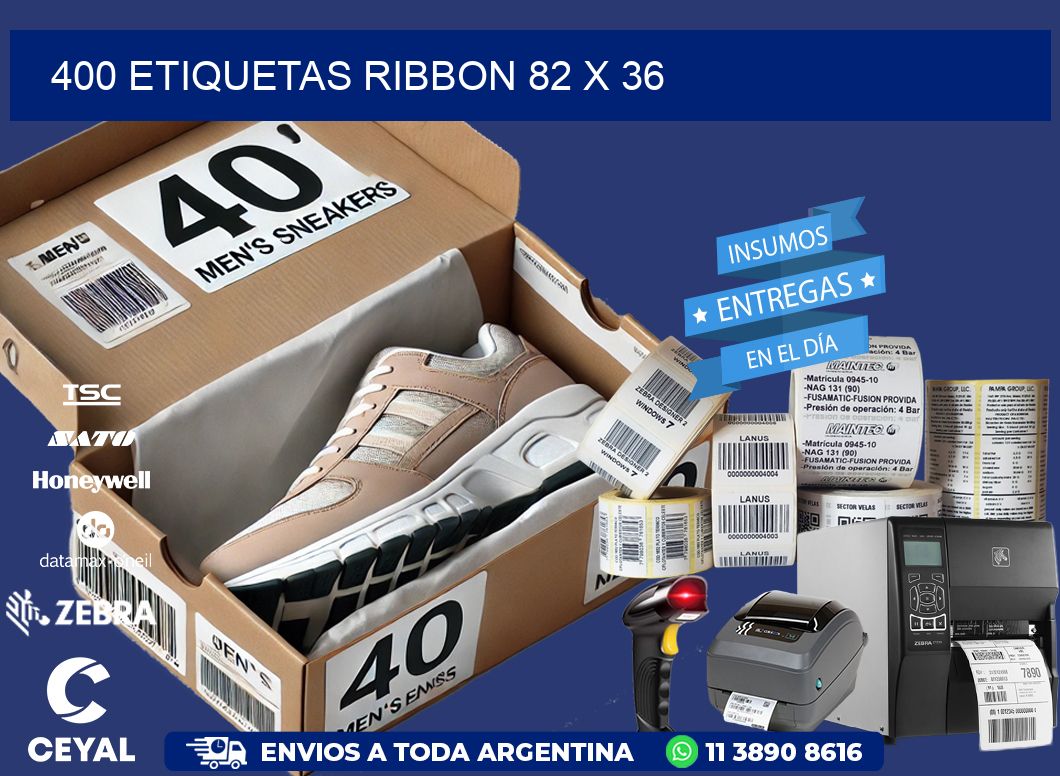 400 ETIQUETAS RIBBON 82 x 36