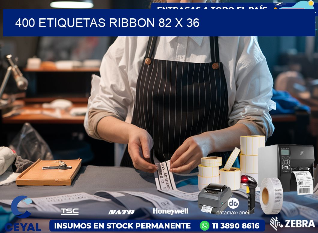 400 ETIQUETAS RIBBON 82 x 36