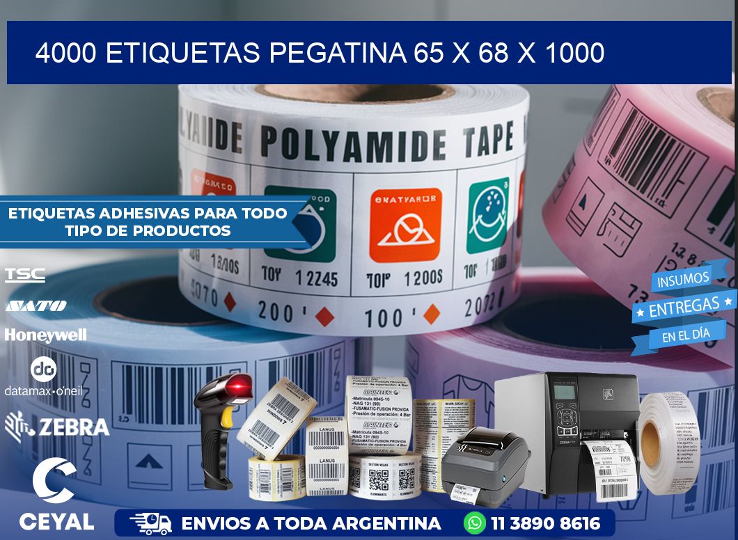 4000 ETIQUETAS PEGATINA 65 x 68 x 1000