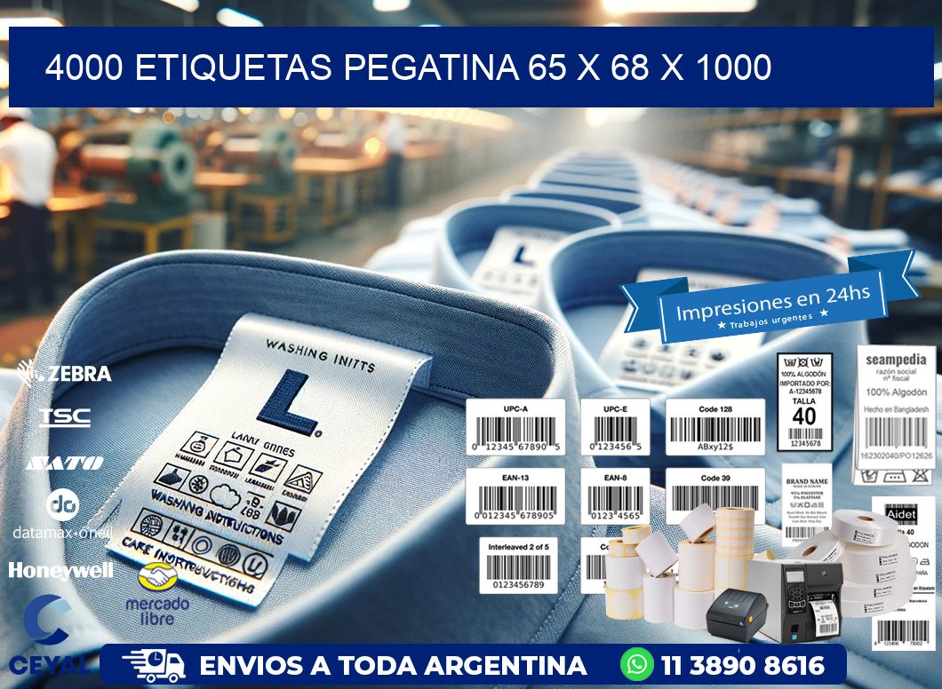 4000 ETIQUETAS PEGATINA 65 x 68 x 1000