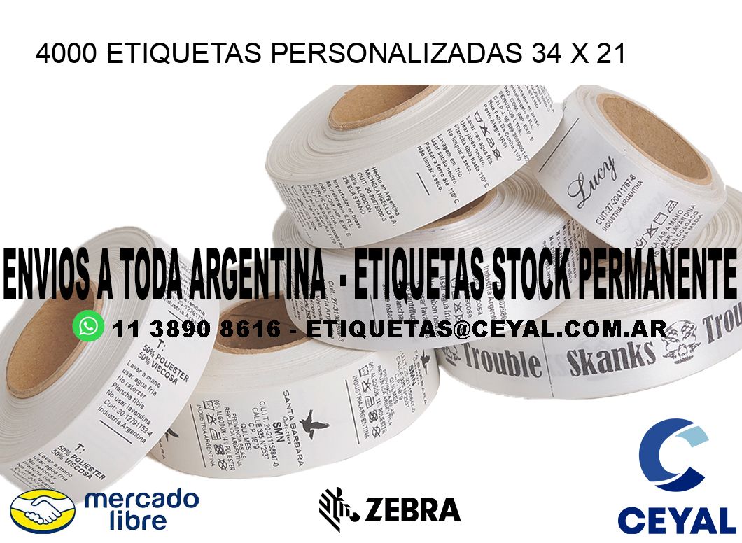 4000 ETIQUETAS PERSONALIZADAS 34 x 21