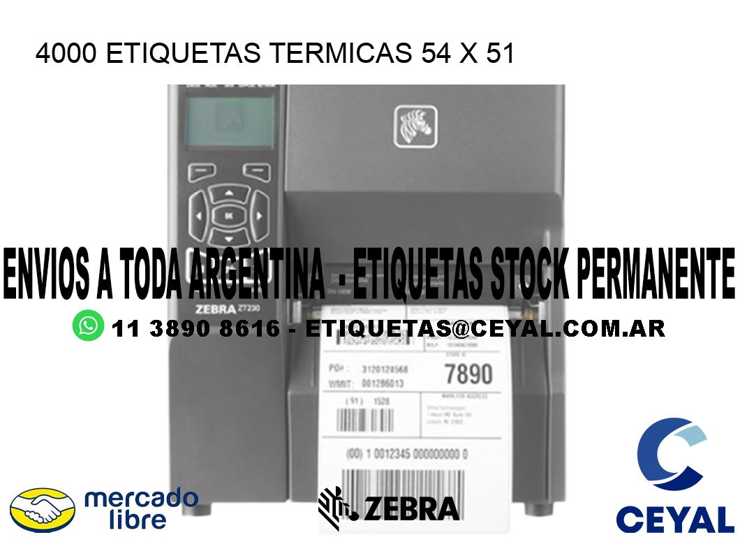 4000 ETIQUETAS TERMICAS 54 x 51