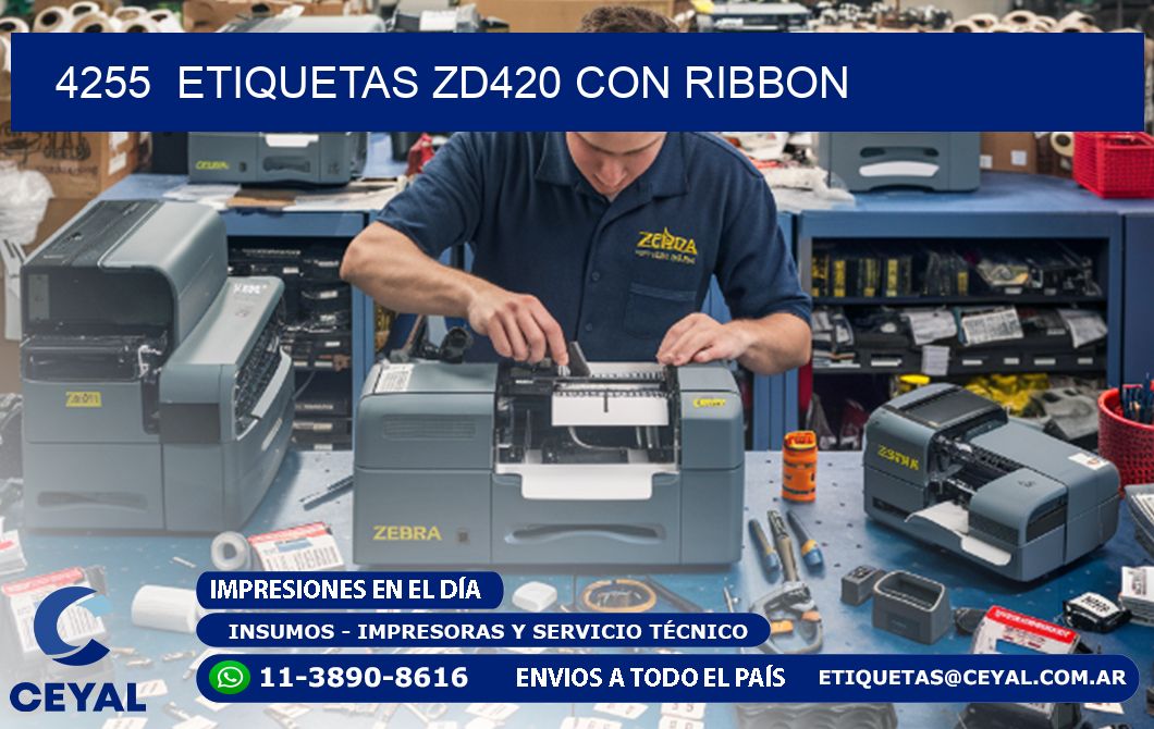 4255  ETIQUETAS ZD420 CON RIBBON