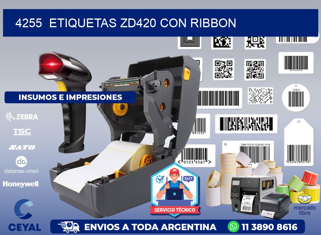 4255  ETIQUETAS ZD420 CON RIBBON