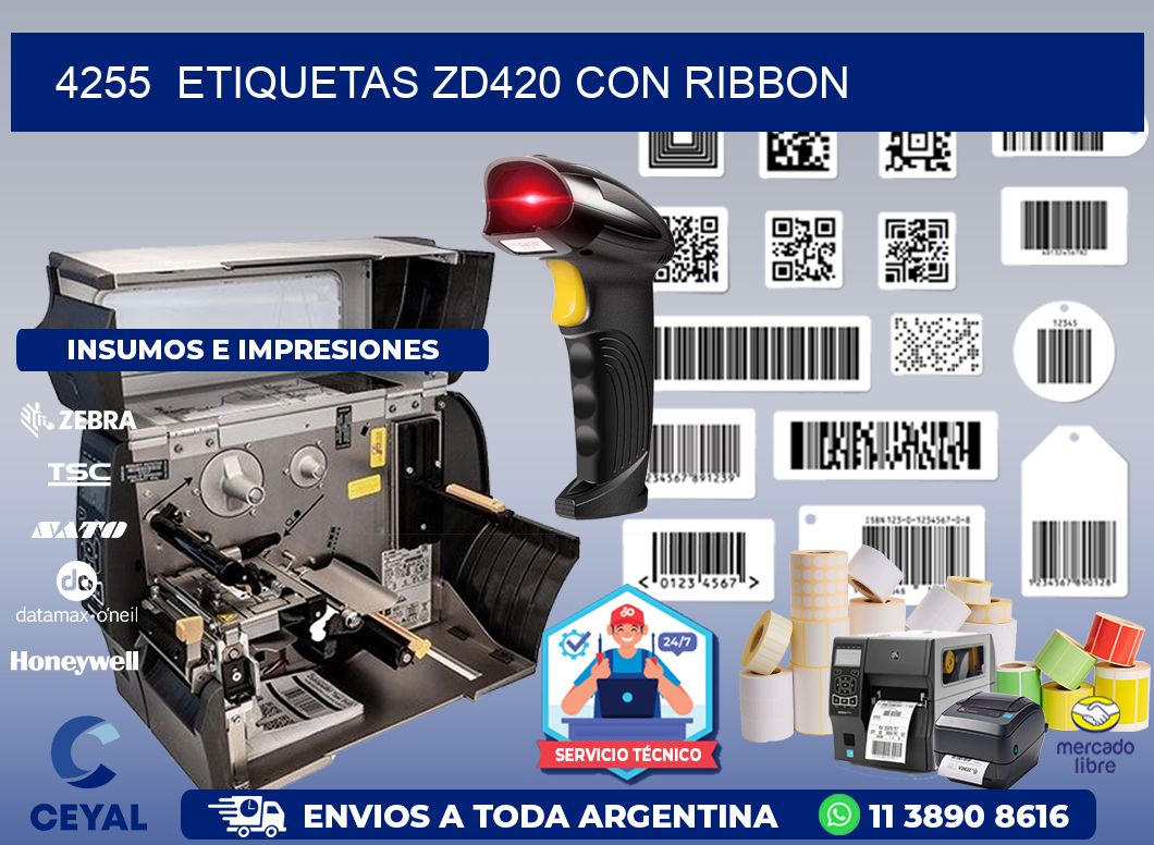 4255  ETIQUETAS ZD420 CON RIBBON