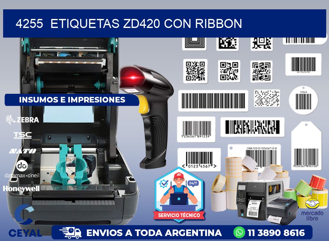 4255  ETIQUETAS ZD420 CON RIBBON