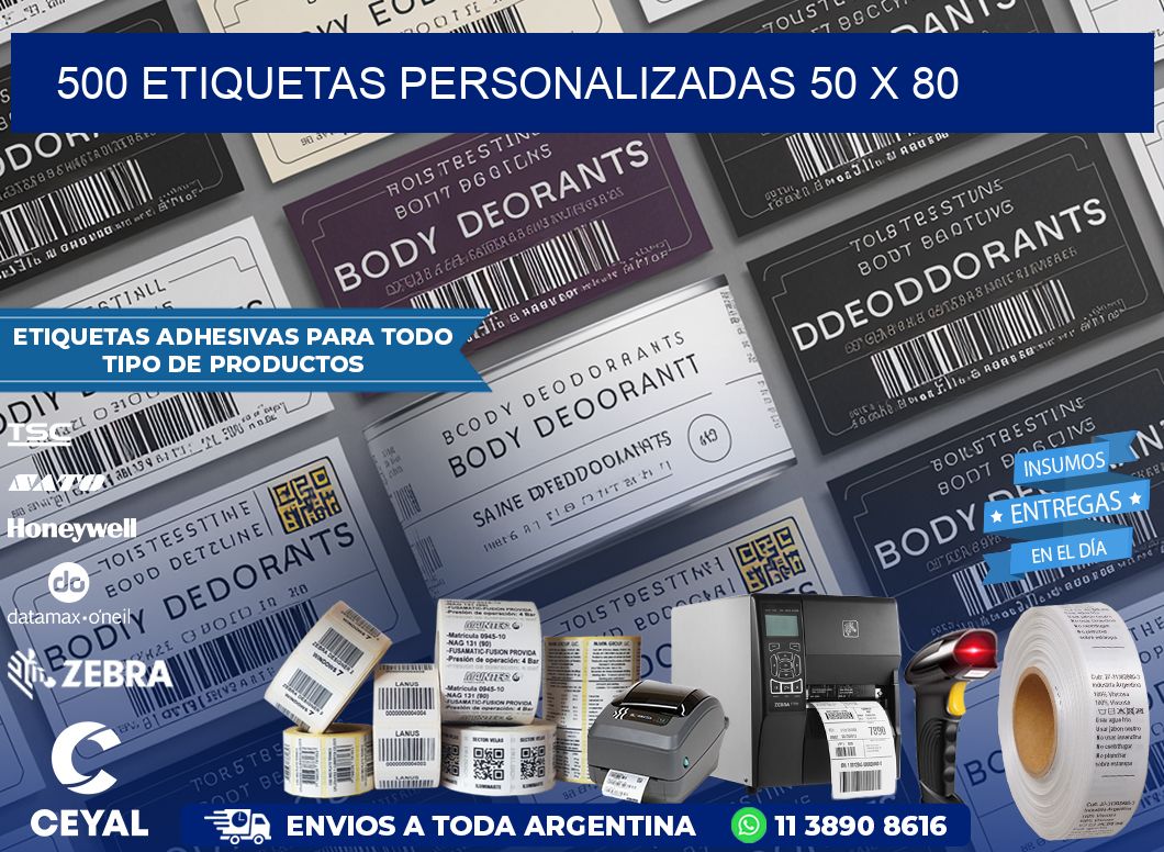 500 ETIQUETAS PERSONALIZADAS 50 x 80