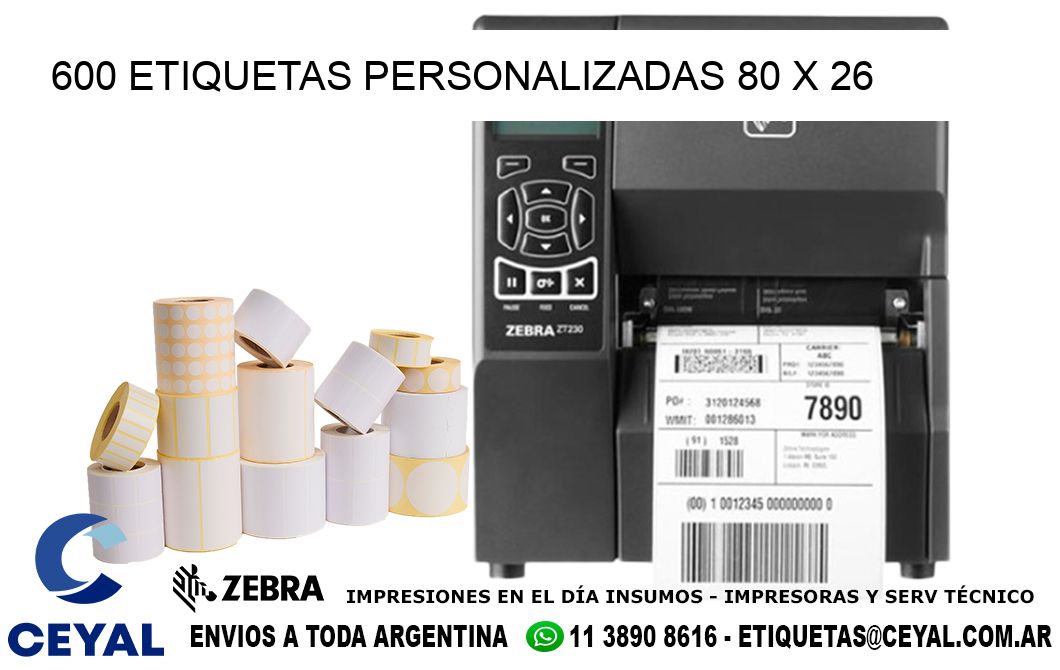 600 ETIQUETAS PERSONALIZADAS 80 x 26