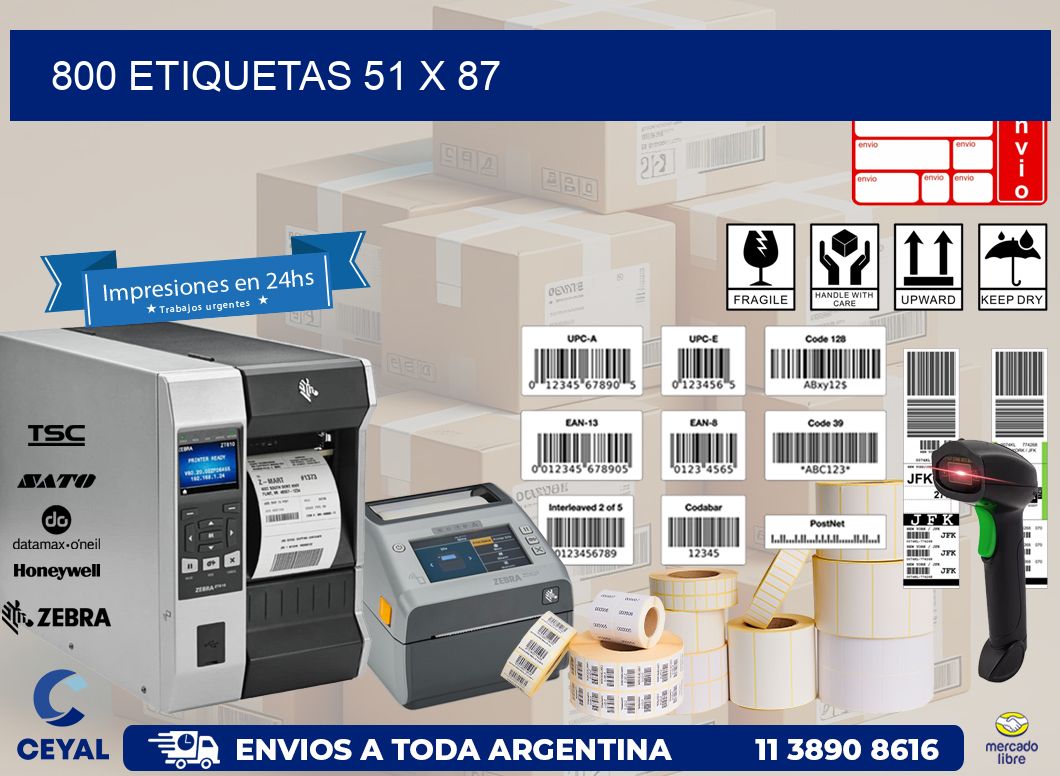 800 ETIQUETAS 51 x 87