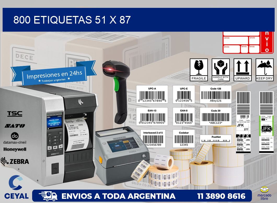 800 ETIQUETAS 51 x 87