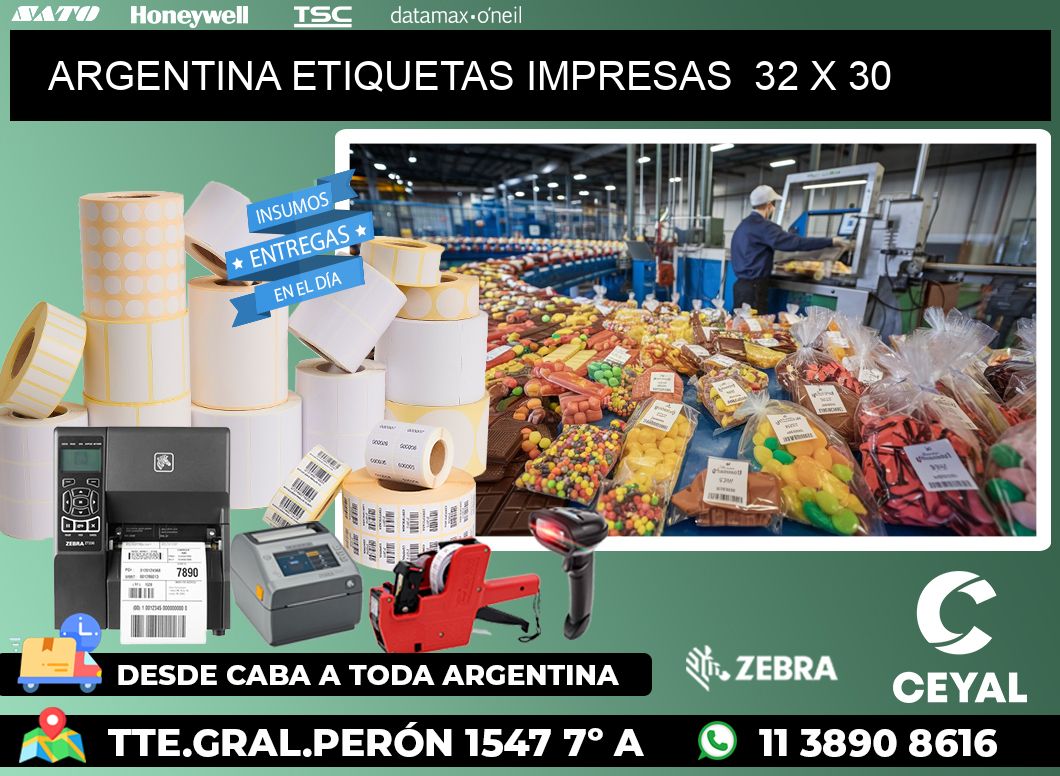 ARGENTINA ETIQUETAS IMPRESAS  32 x 30