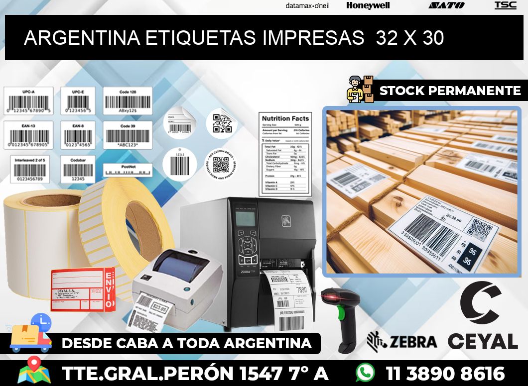 ARGENTINA ETIQUETAS IMPRESAS  32 x 30