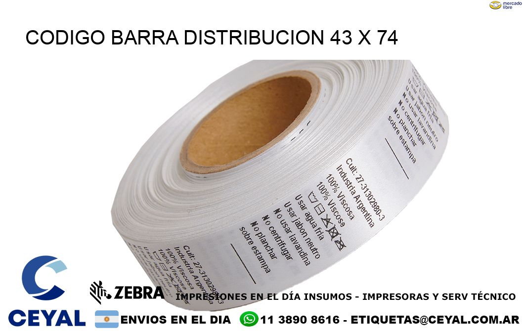 CODIGO BARRA DISTRIBUCION 43 x 74