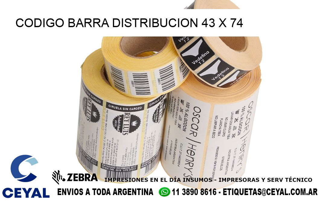 CODIGO BARRA DISTRIBUCION 43 x 74