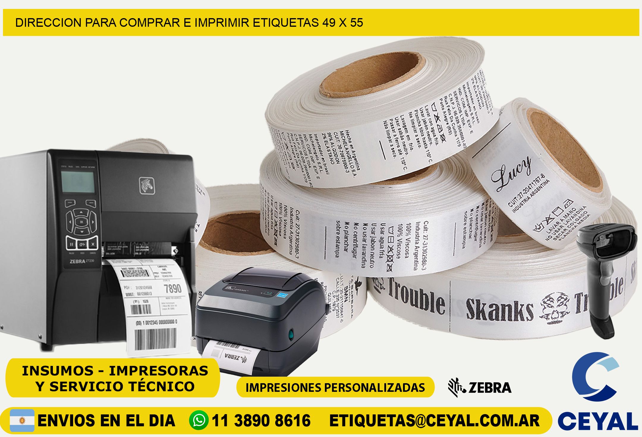 DIRECCION PARA COMPRAR E IMPRIMIR ETIQUETAS 49 x 55
