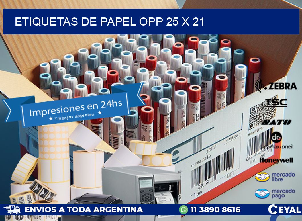 ETIQUETAS DE PAPEL OPP 25 x 21