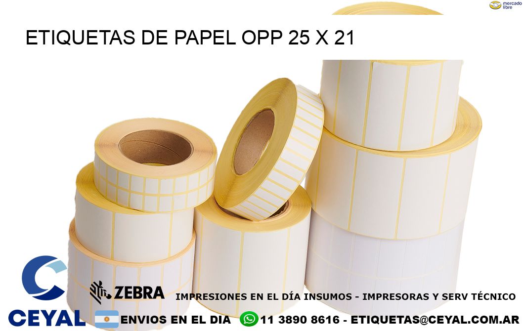 ETIQUETAS DE PAPEL OPP 25 x 21