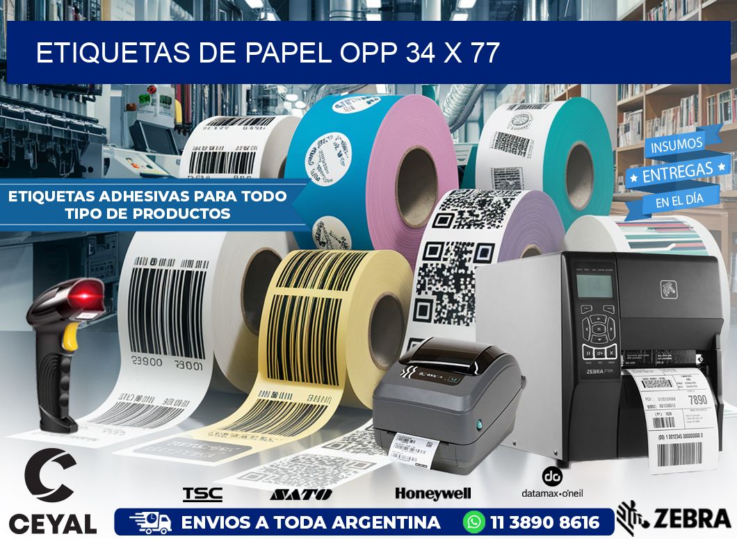 ETIQUETAS DE PAPEL OPP 34 x 77