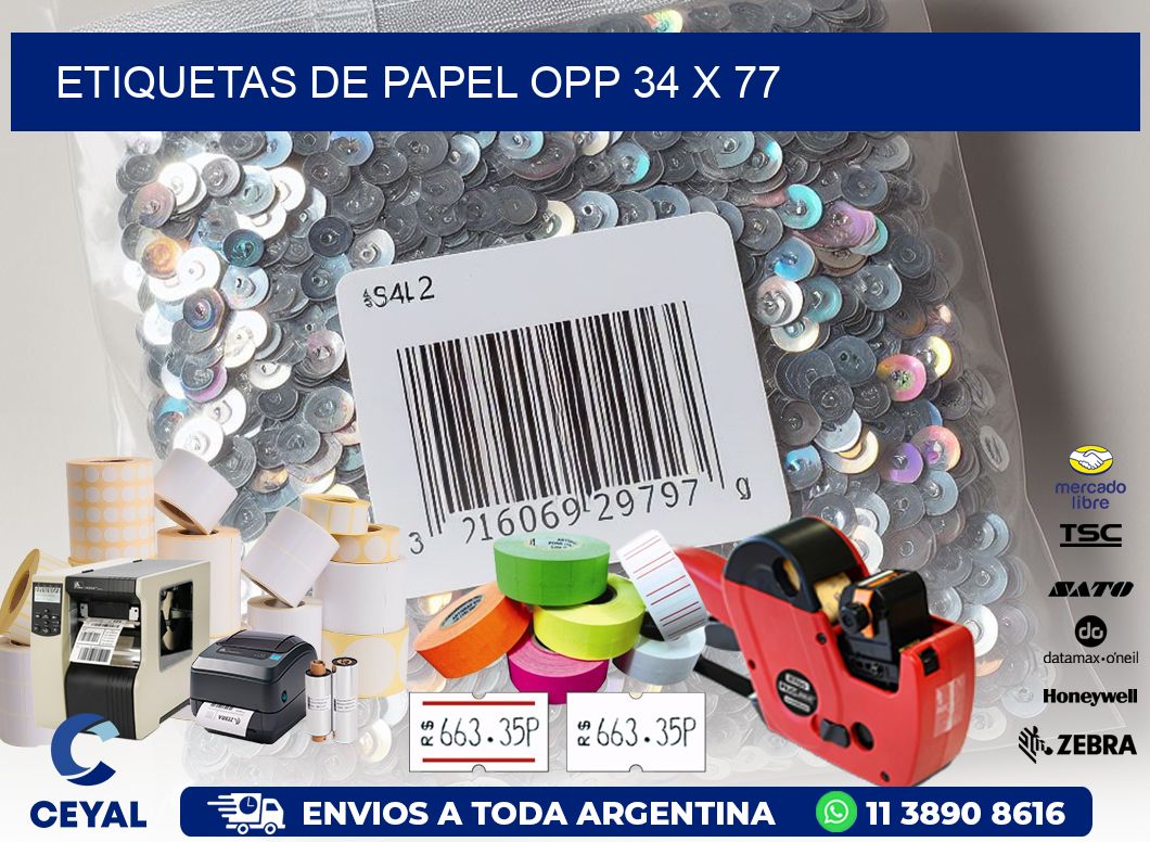 ETIQUETAS DE PAPEL OPP 34 x 77