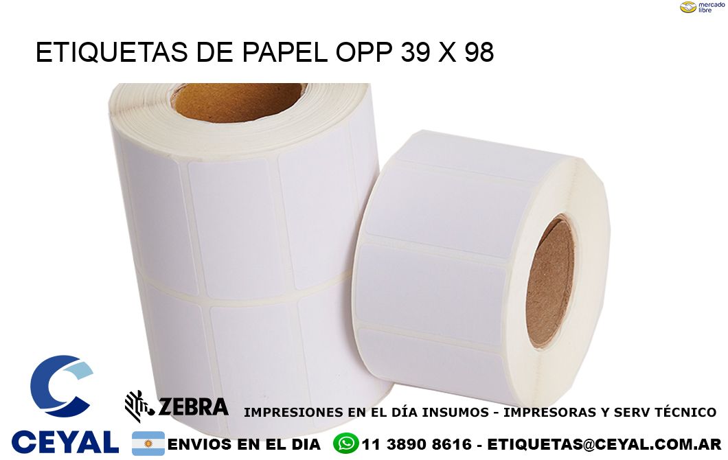 ETIQUETAS DE PAPEL OPP 39 x 98