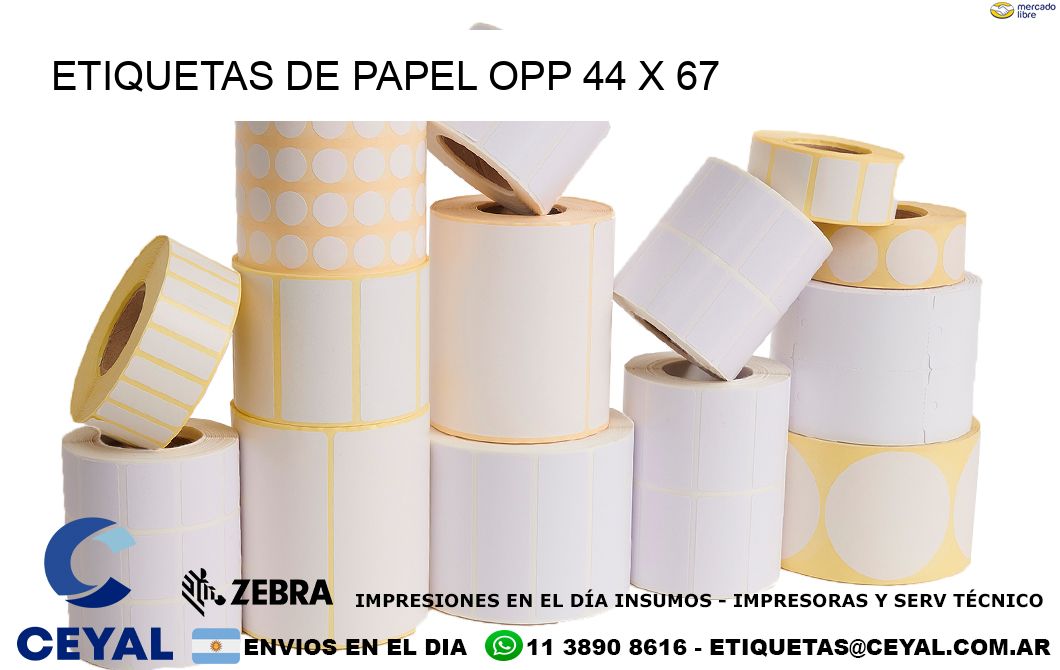 ETIQUETAS DE PAPEL OPP 44 x 67