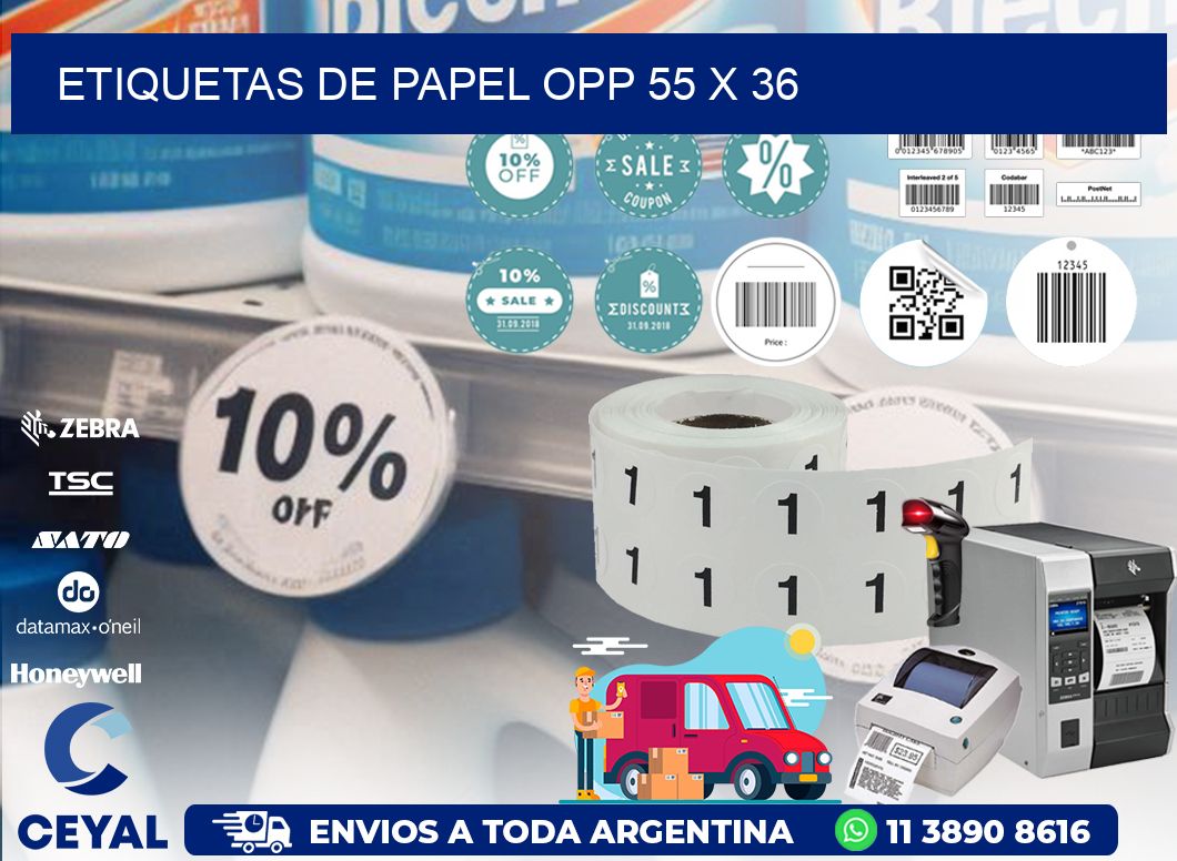 ETIQUETAS DE PAPEL OPP 55 x 36