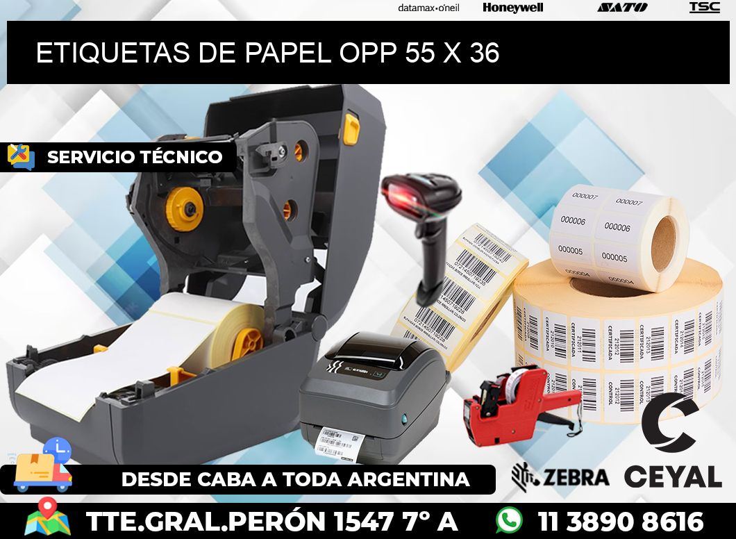 ETIQUETAS DE PAPEL OPP 55 x 36