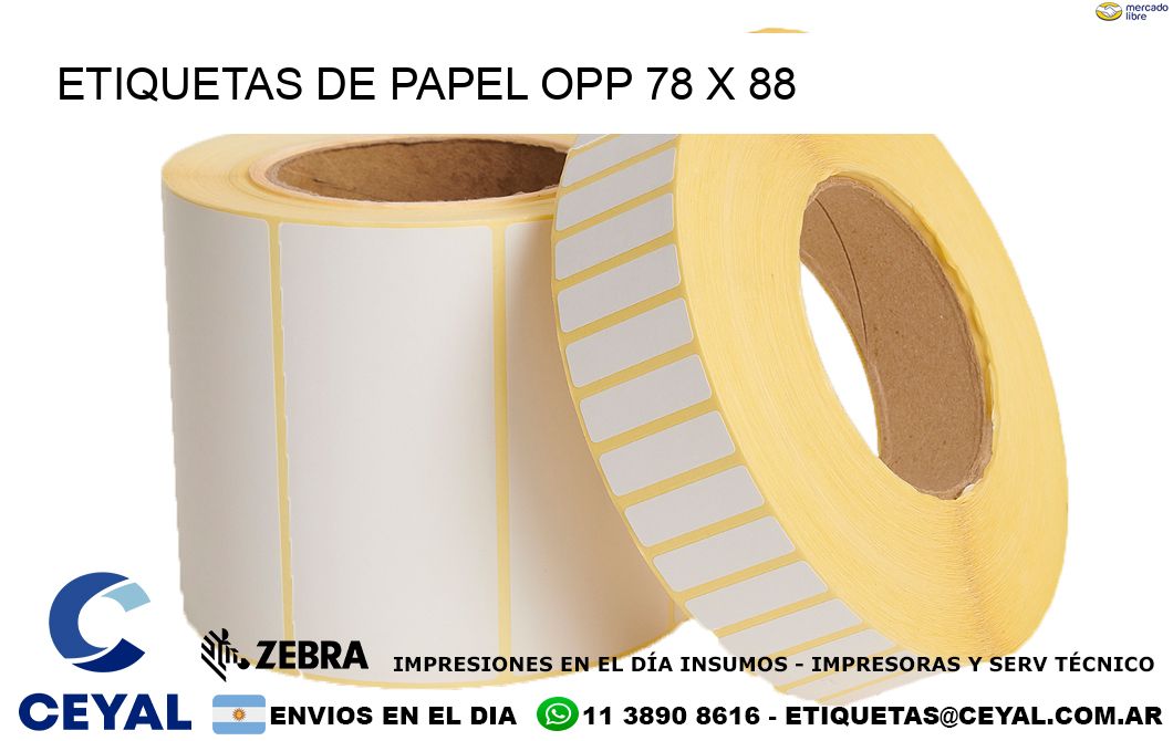 ETIQUETAS DE PAPEL OPP 78 x 88