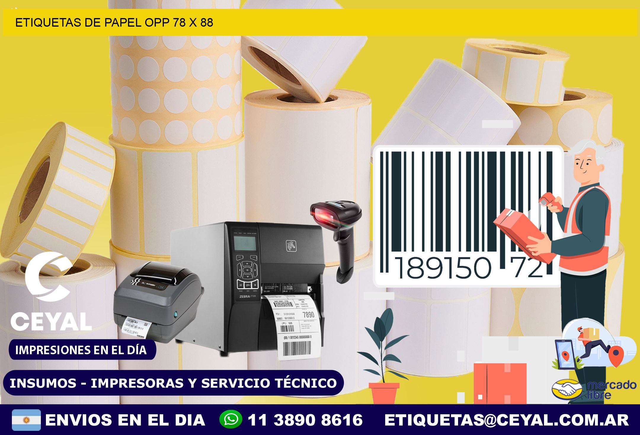 ETIQUETAS DE PAPEL OPP 78 x 88