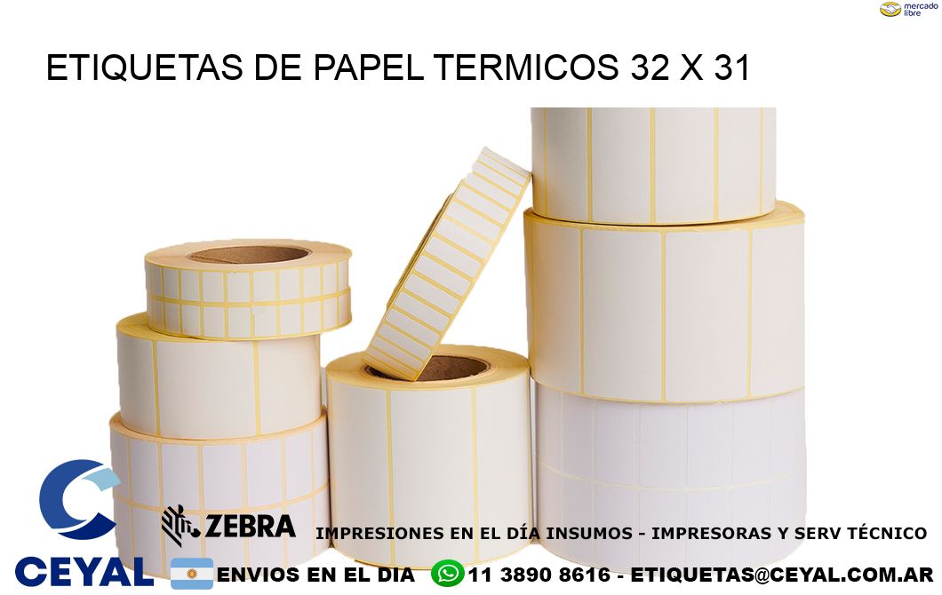 ETIQUETAS DE PAPEL TERMICOS 32 x 31