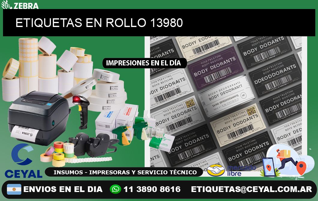 ETIQUETAS EN ROLLO 13980