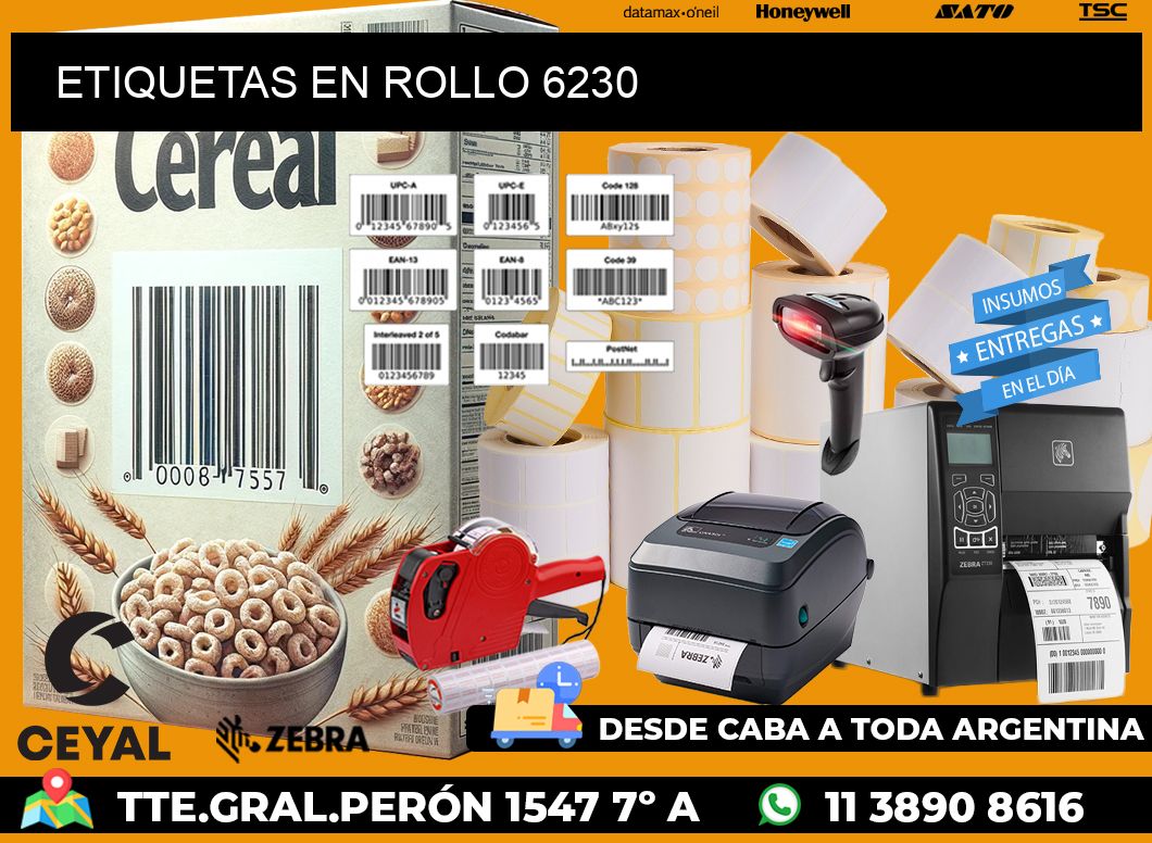 ETIQUETAS EN ROLLO 6230