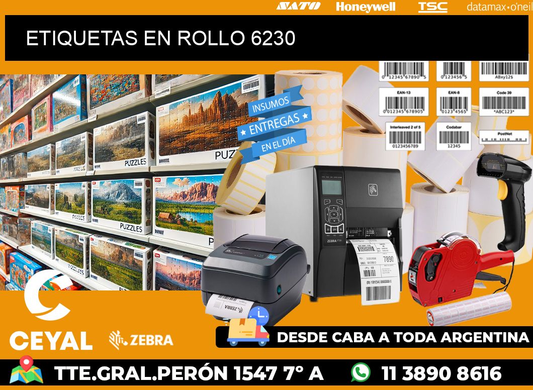 ETIQUETAS EN ROLLO 6230