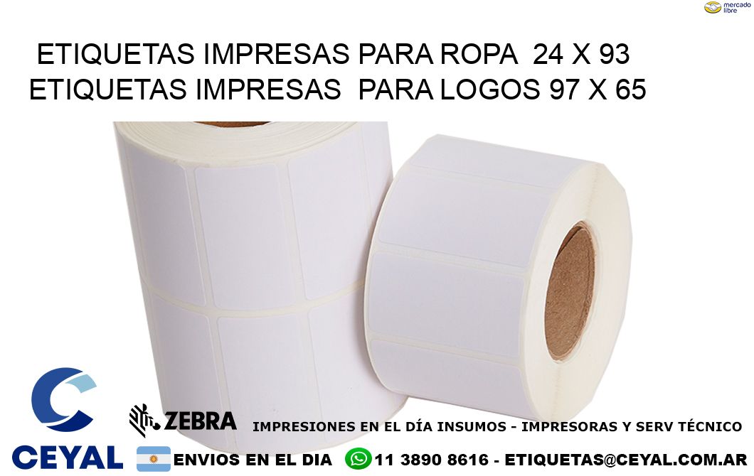ETIQUETAS IMPRESAS PARA ROPA  24 x 93 ETIQUETAS IMPRESAS  PARA LOGOS 97 x 65