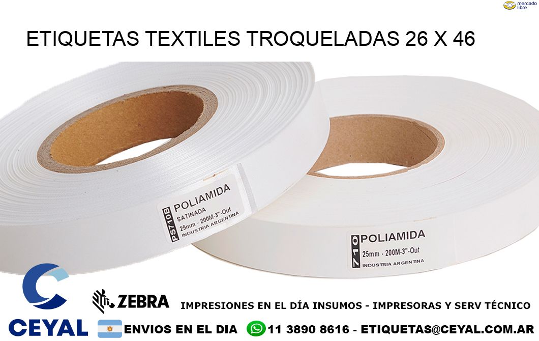 ETIQUETAS TEXTILES TROQUELADAS 26 x 46