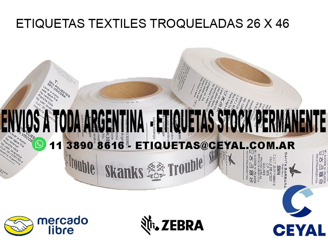 ETIQUETAS TEXTILES TROQUELADAS 26 x 46