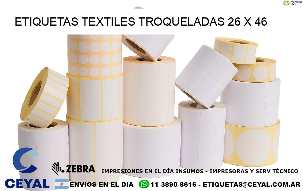 ETIQUETAS TEXTILES TROQUELADAS 26 x 46