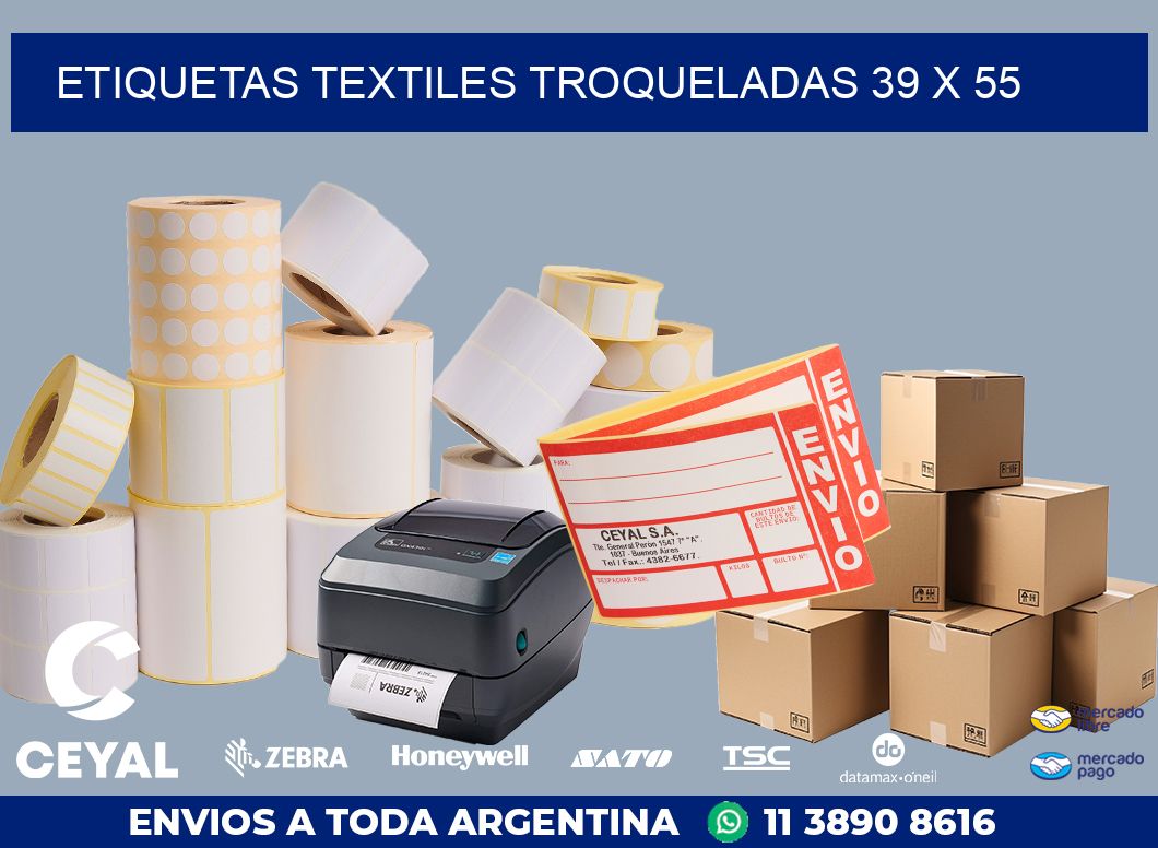 ETIQUETAS TEXTILES TROQUELADAS 39 x 55