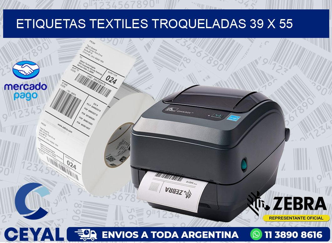 ETIQUETAS TEXTILES TROQUELADAS 39 x 55