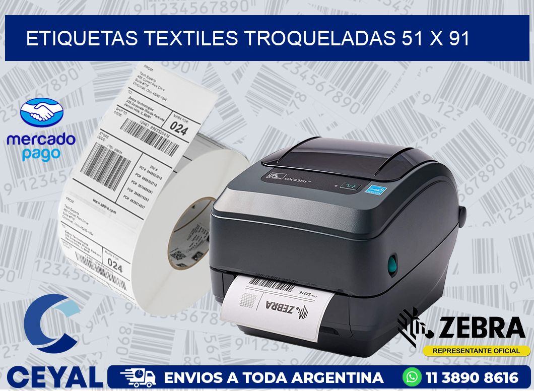 ETIQUETAS TEXTILES TROQUELADAS 51 x 91