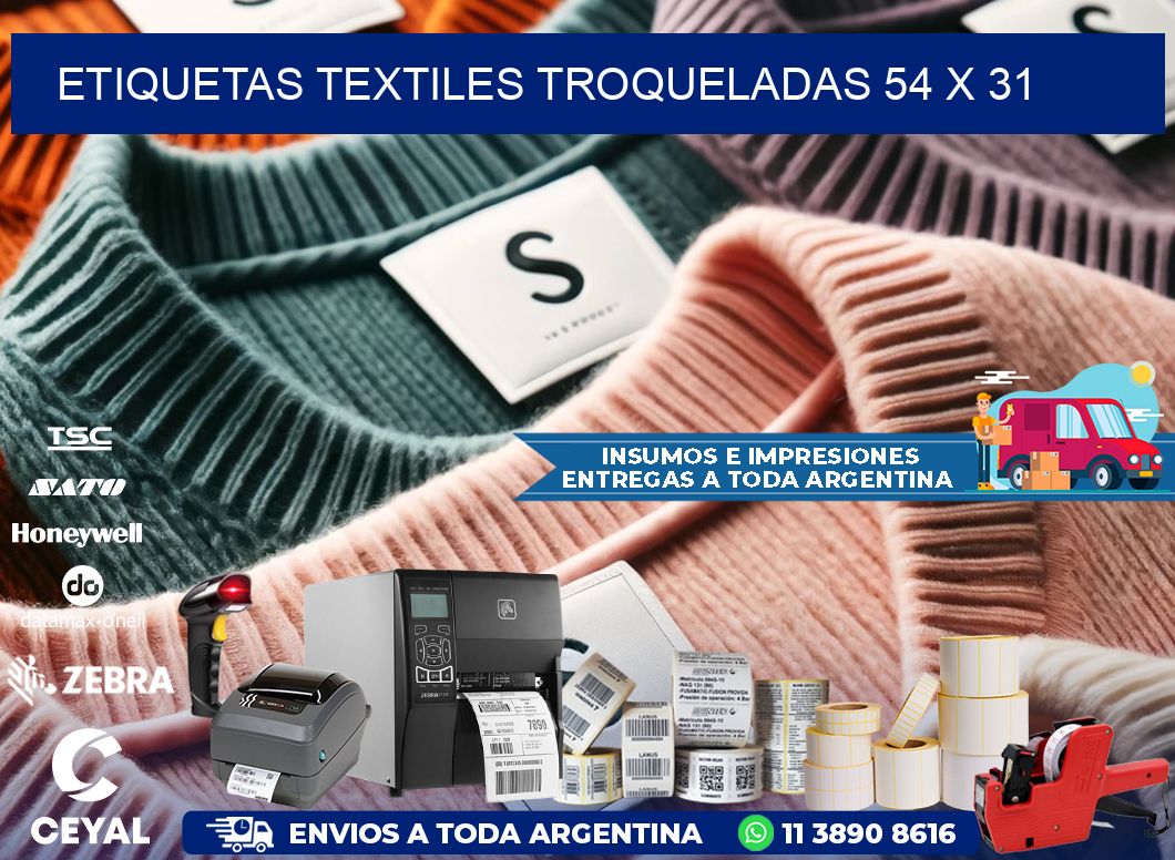 ETIQUETAS TEXTILES TROQUELADAS 54 x 31