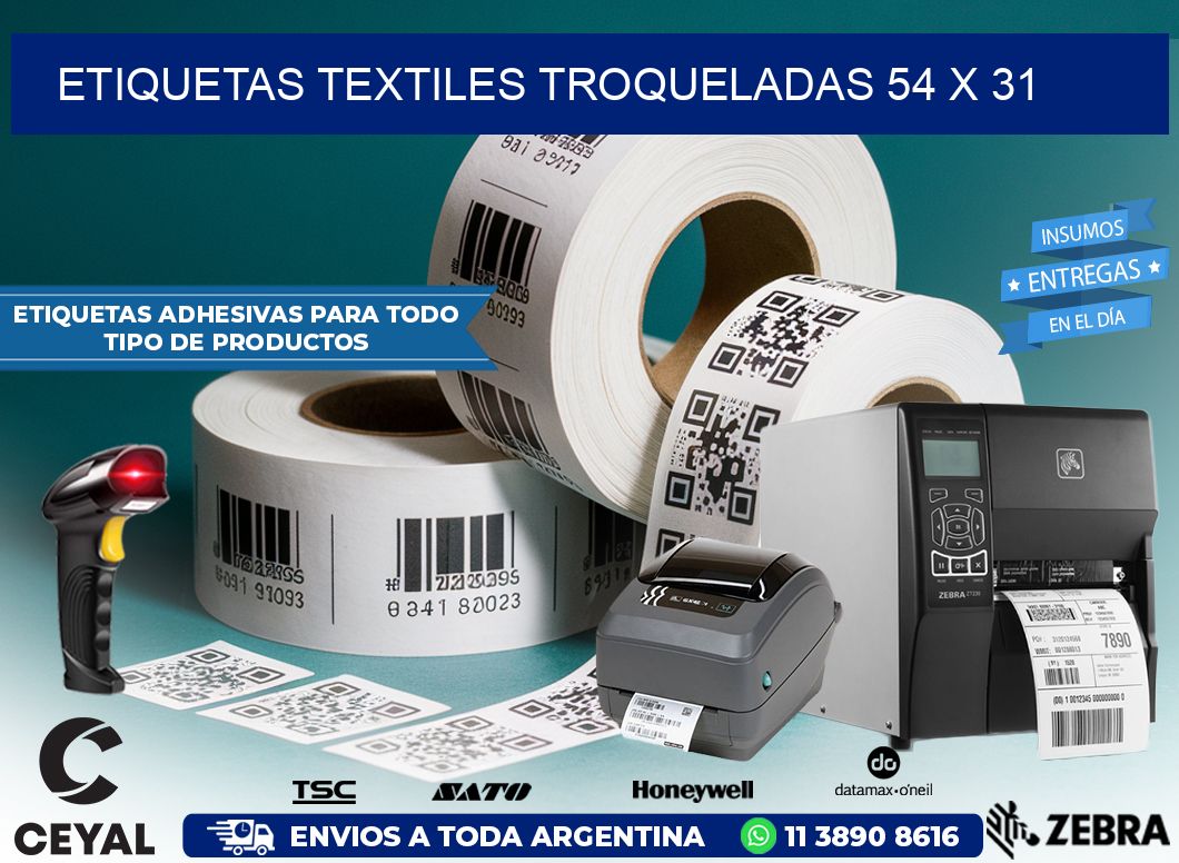 ETIQUETAS TEXTILES TROQUELADAS 54 x 31