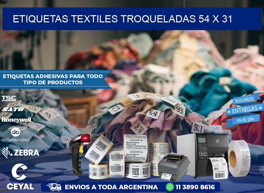 ETIQUETAS TEXTILES TROQUELADAS 54 x 31