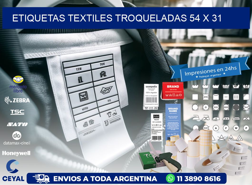 ETIQUETAS TEXTILES TROQUELADAS 54 x 31